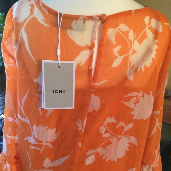 NWT ICHI orange floral dress - Picture 4 of 6
